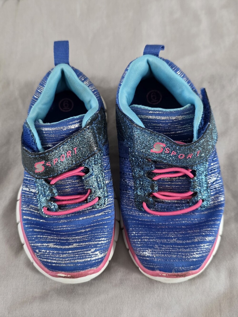 S Sport Toddler Girl Blue and Pink Tennis Shoes Size 6